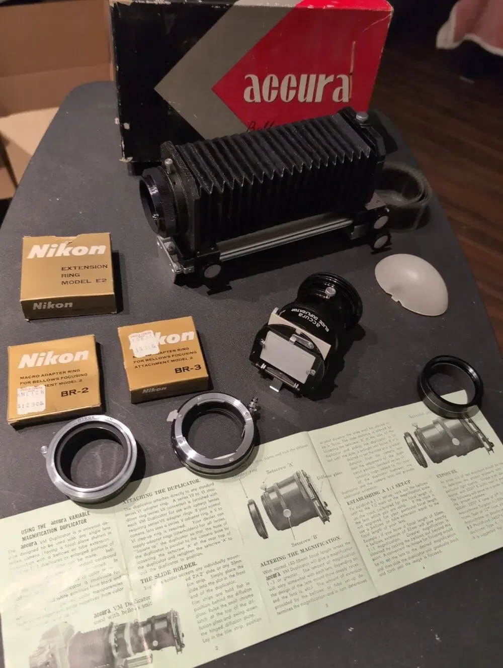 Nikon Bellows Focusing Attachment Model II w/ Box, BR-2 E-2 & BR-3 Macro...